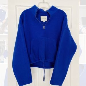 American Eagle Blue Sherpa Cropped Sweater